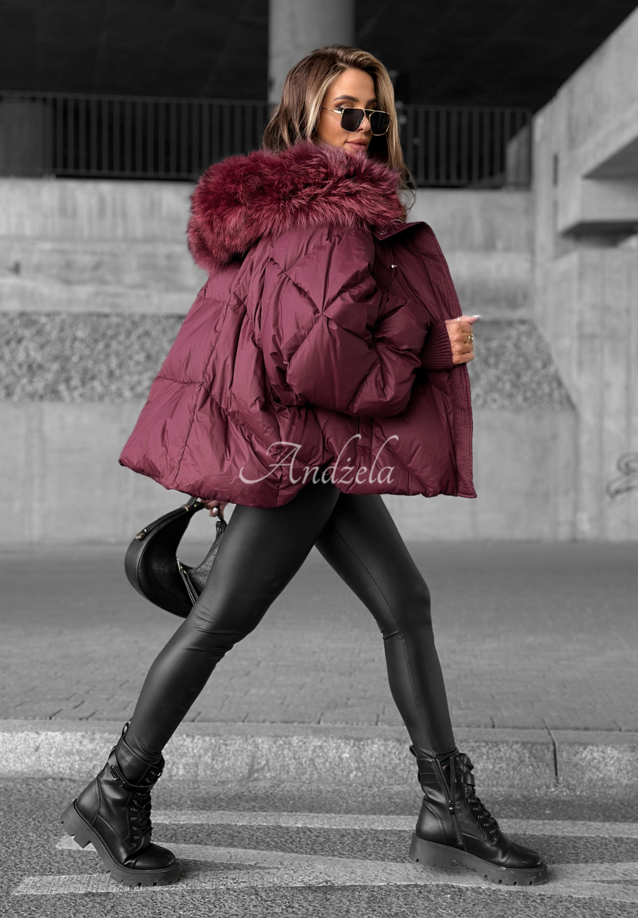 Daunenjacke mit Kapuze Look Again Burgunderrot