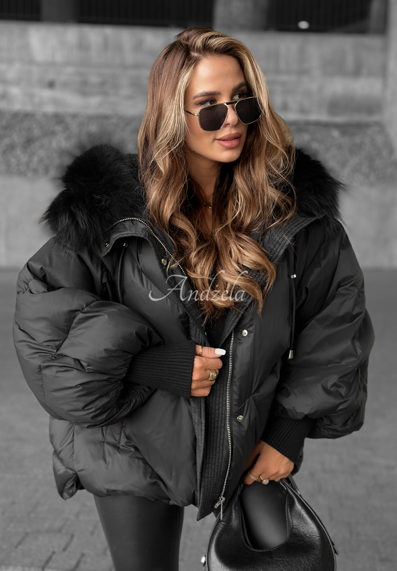 Daunenjacke mit Kapuze Look Again Schwarz