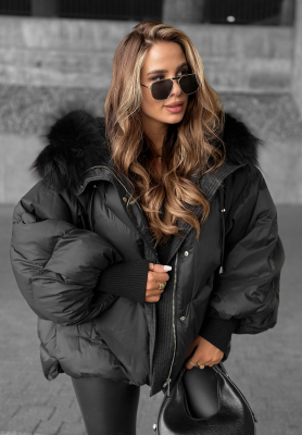 Daunenjacke mit Kapuze Look Again Schwarz