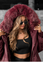 Pikowana Jacke z kapturem Look Again Burgunderrot