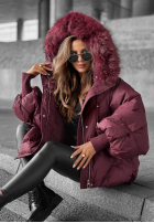 Pikowana Jacke z kapturem Look Again Burgunderrot