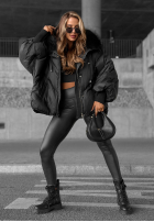 Pikowana Jacke z kapturem Look Again Schwarz