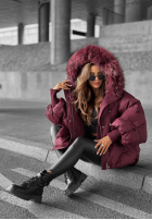 Pikowana Jacke z kapturem Look Again Burgunderrot