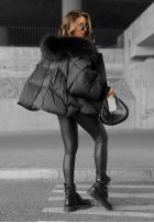 Pikowana Jacke z kapturem Look Again Schwarz