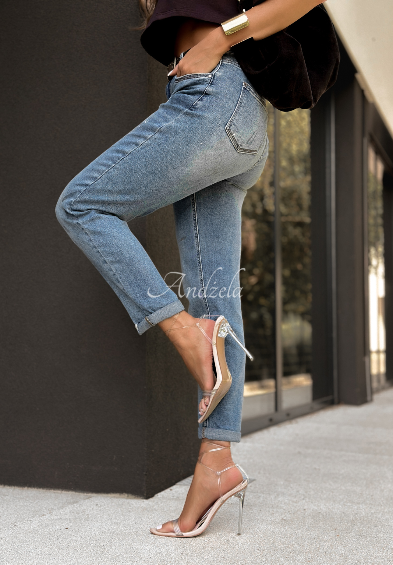 Jeans mit Prints When It Turned Blau
