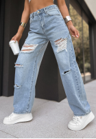 Hose Jeans wide leg z przetarciami Where Are You Blau