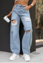 Hose Jeans wide leg z przetarciami Where Are You Blau