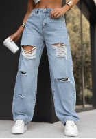 Hose Jeans wide leg z przetarciami Where Are You Blau
