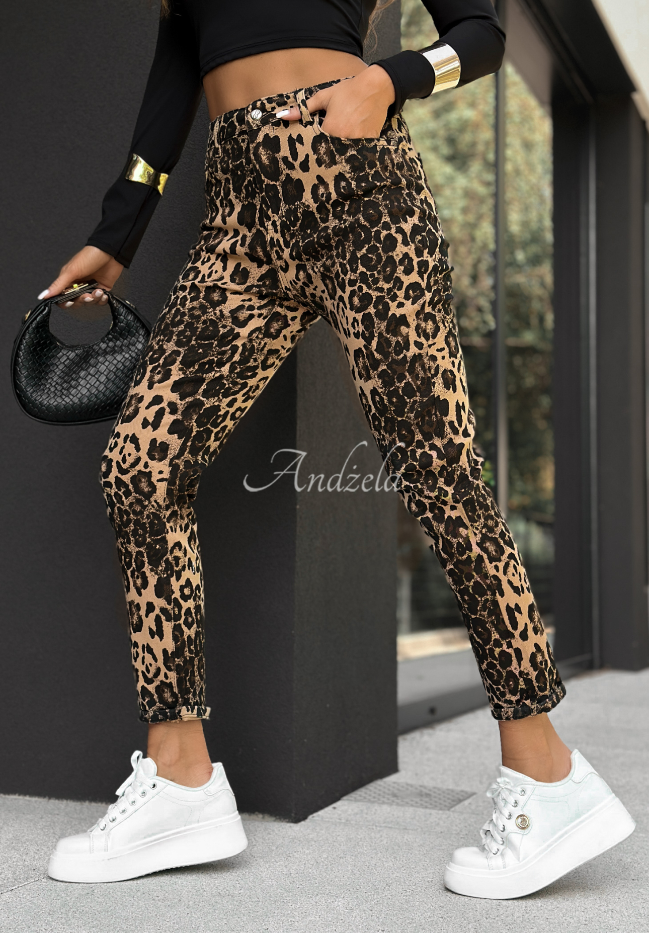 Jeans mit Leopardenmuster Mixed Feelings beige-schwarz