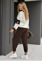 Sweat Set Sweatshirt i Hose Can't Say That biało-Schokoladenbraun
