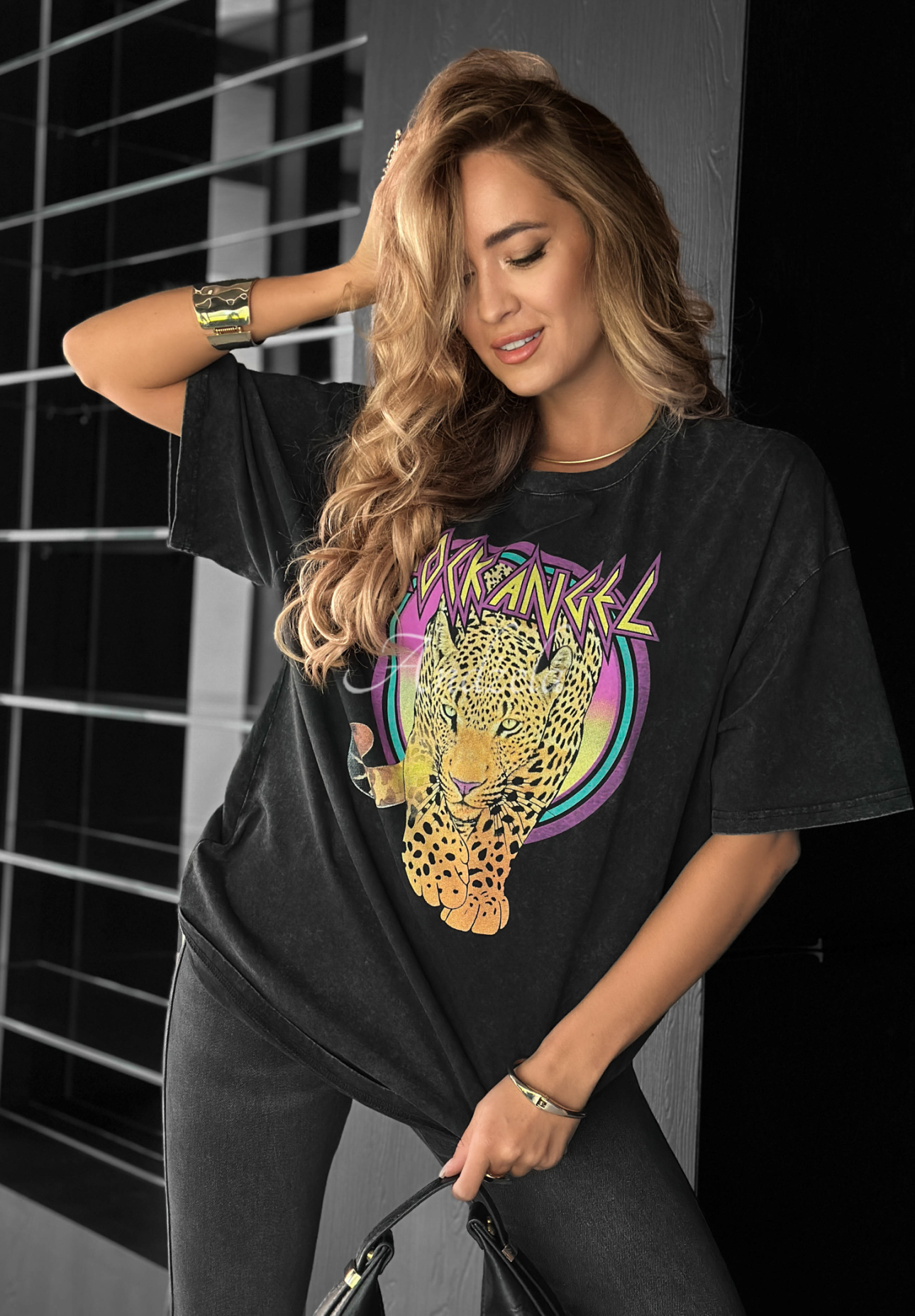 T-Shirt mit Aufdruck Rock Angel Dunkelgrau