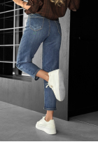 Hose Jeans mom fit z paskiem Feel Alive Blau