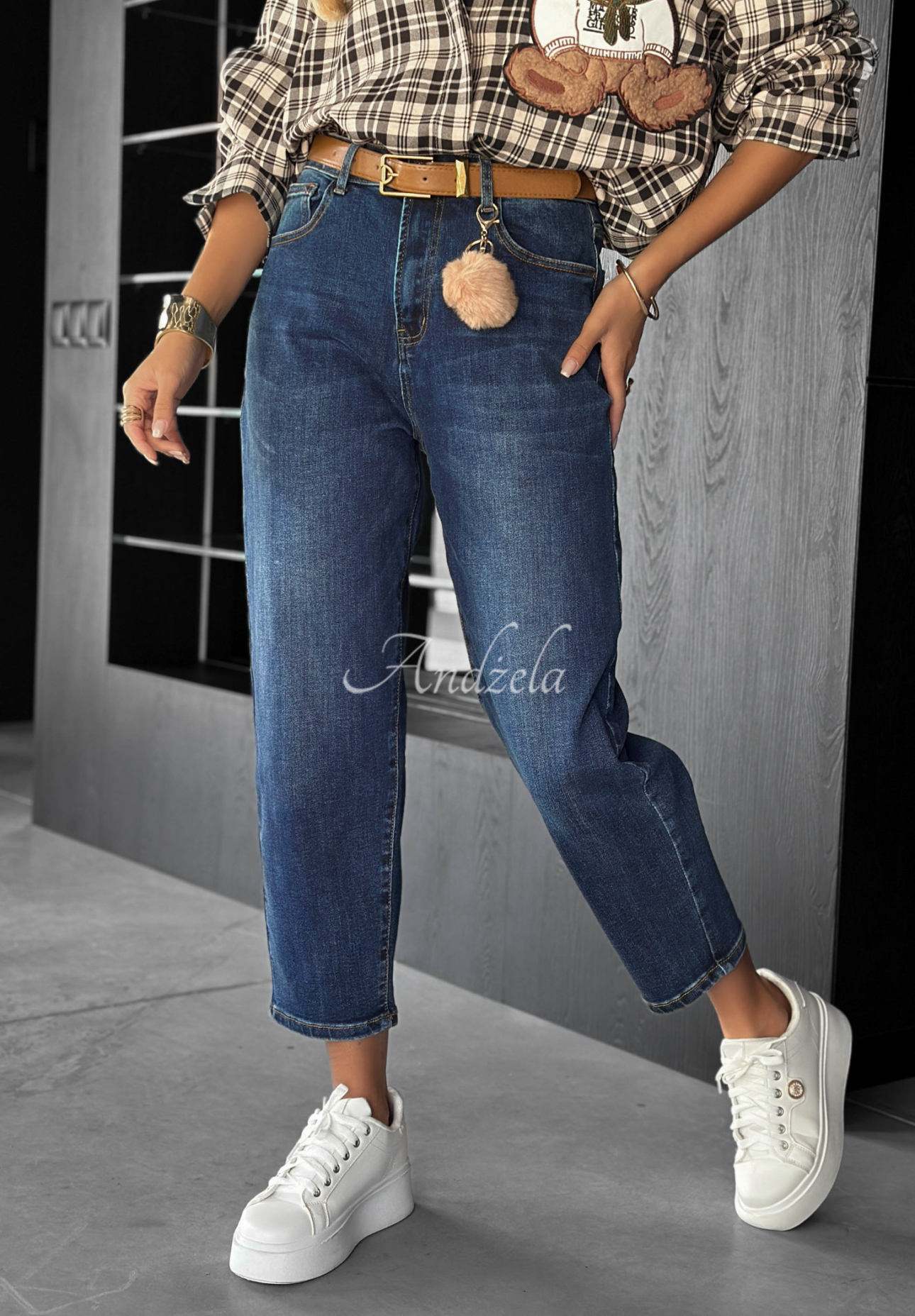 Mom-Fit-Jeans Live Fearless dunkelblau