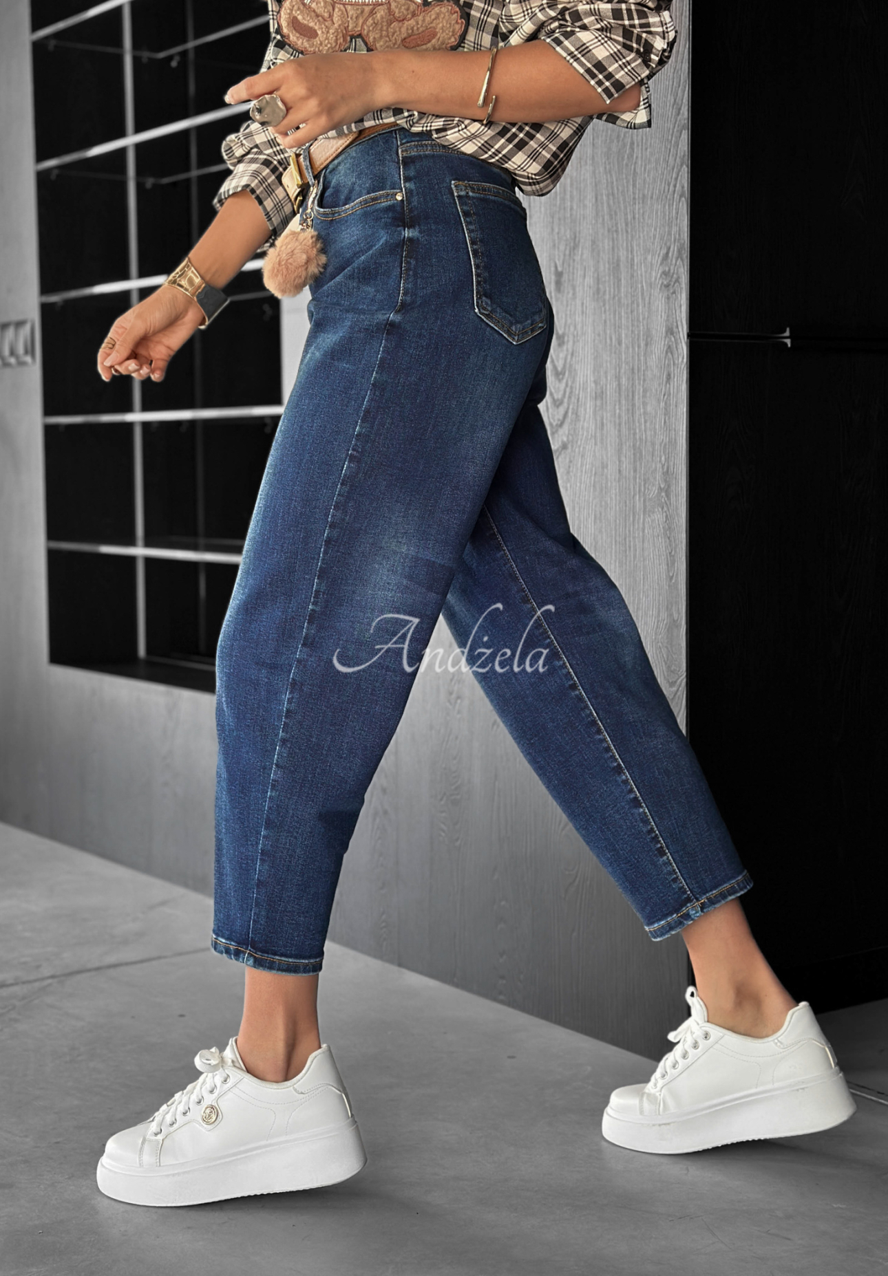 Mom-Fit-Jeans Live Fearless dunkelblau
