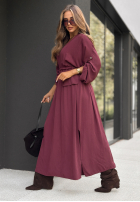 Kleid oversize Not For Long Burgunderrot