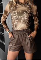 Siateczkowa Bluse w kwiaty Very Helpful Beige