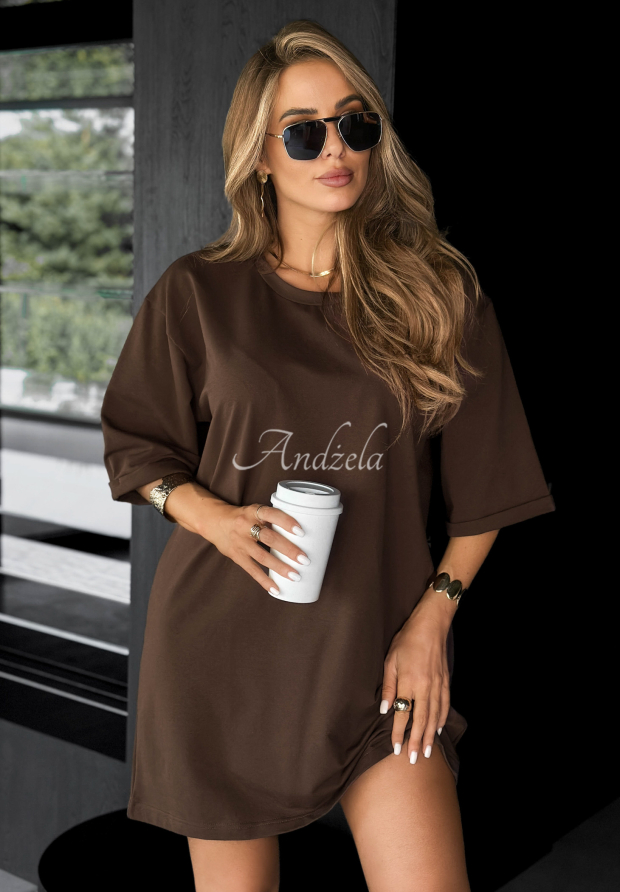 Langes T-Shirt Daily Look Schokoladenbraun