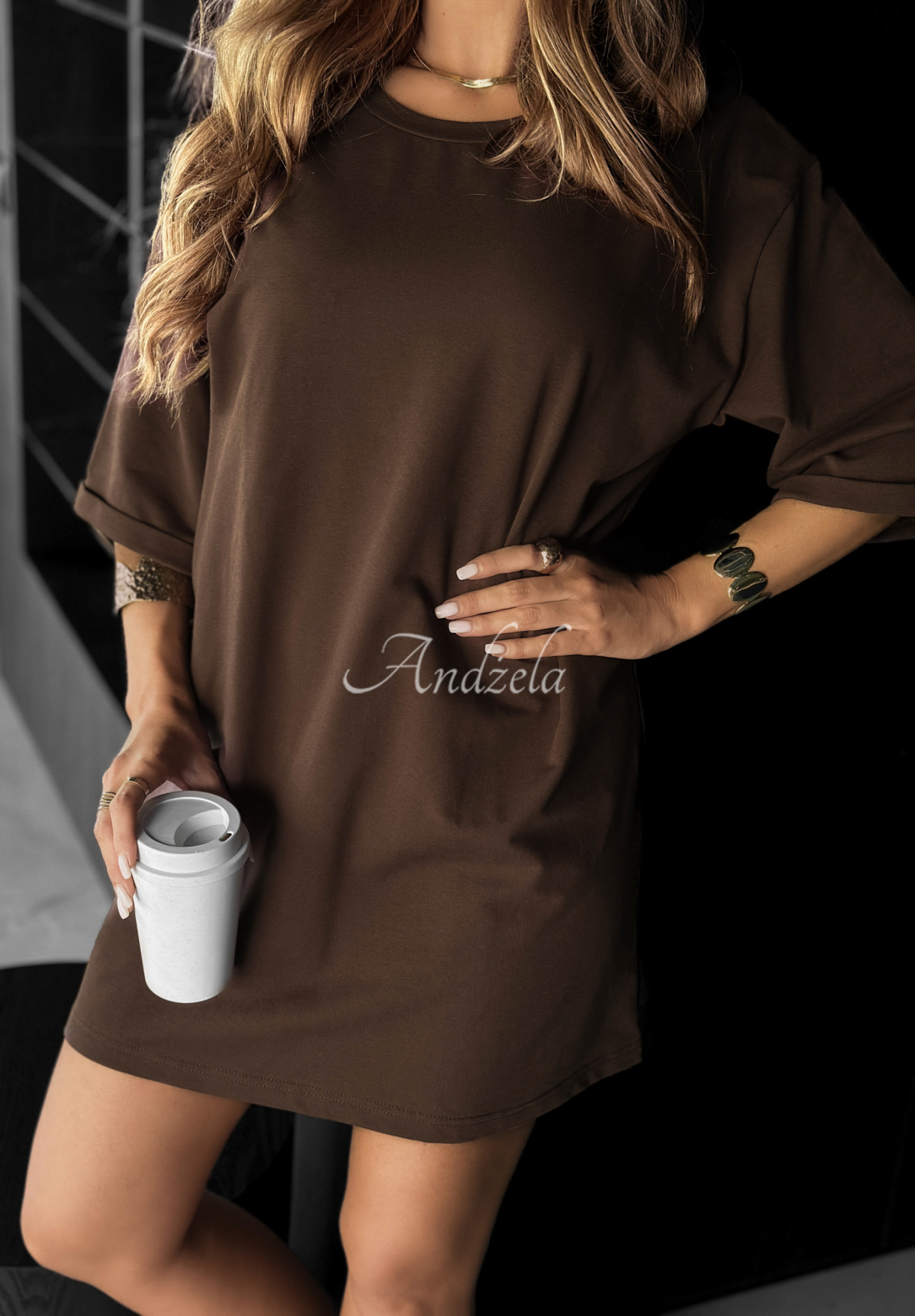 Langes T-Shirt Daily Look Schokoladenbraun