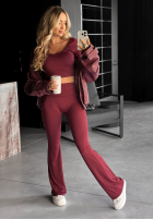 Krótka bluzka longsleeve Something Necessary burgundowa