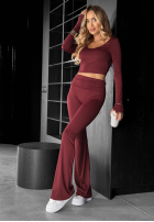 Krótka bluzka longsleeve Something Necessary burgundowa