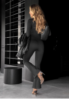 Długi dopasowany Jumpsuit z dekoltem Best Fitting Schwarz