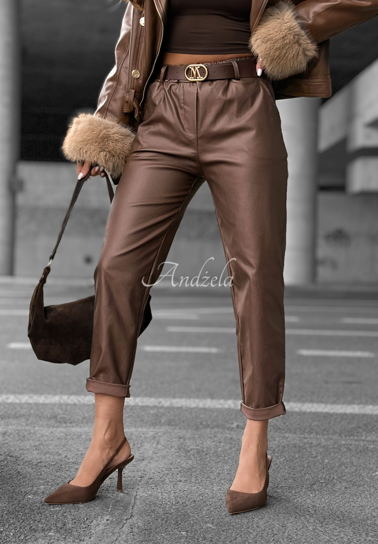 Lederhose mit Gürtel All Or Nothing Schokoladenbraun