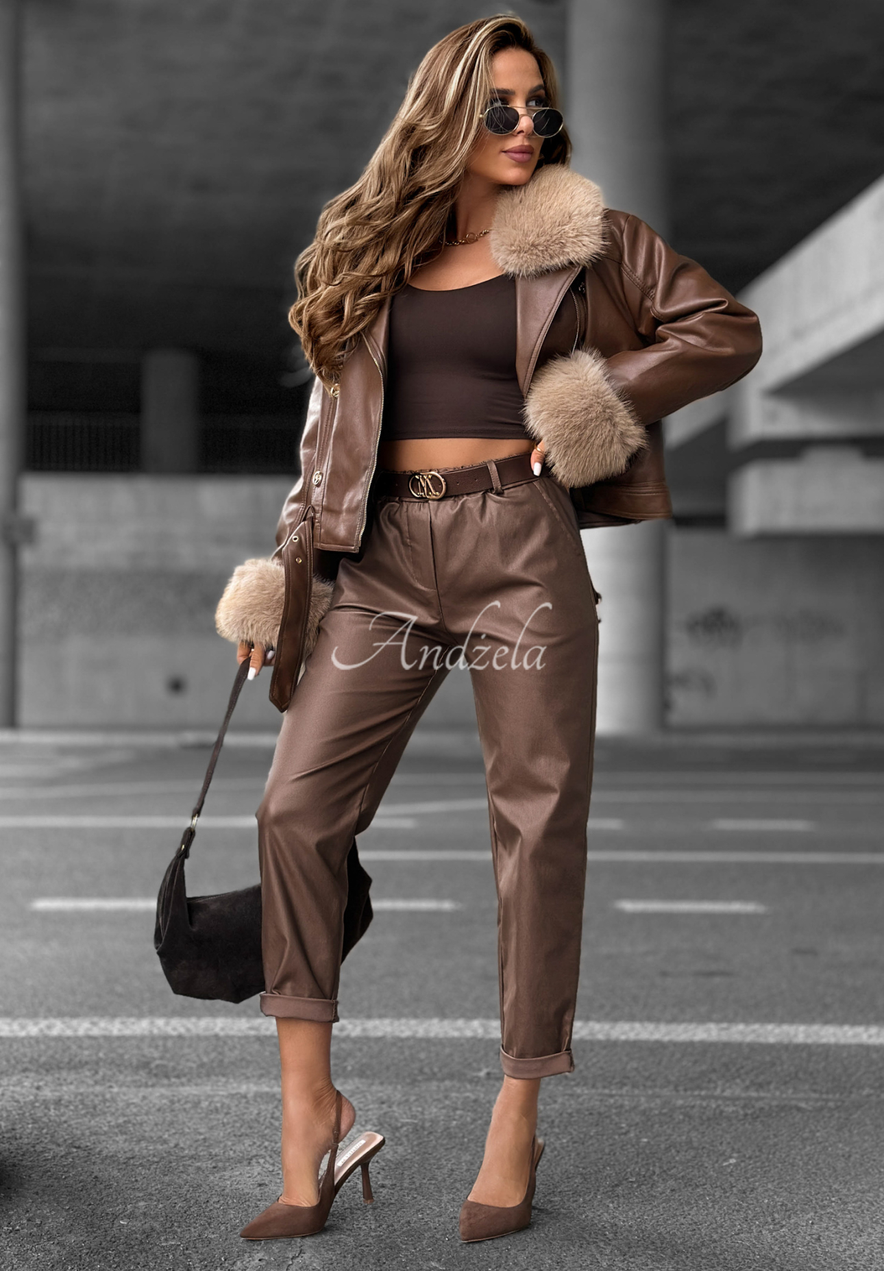 Lederhose mit Gürtel All Or Nothing Schokoladenbraun