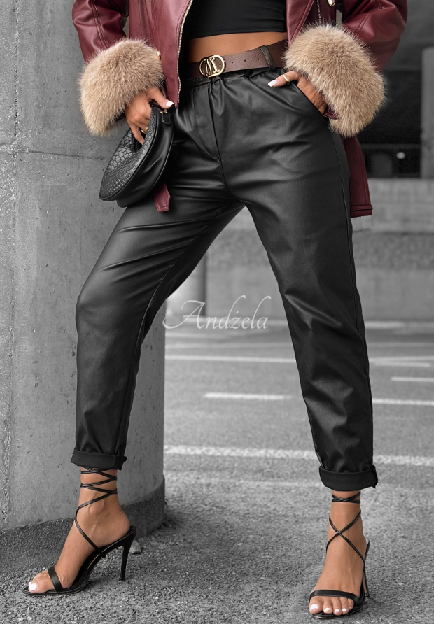 Lederhose mit G&uuml;rtel All Or Nothing Schwarz