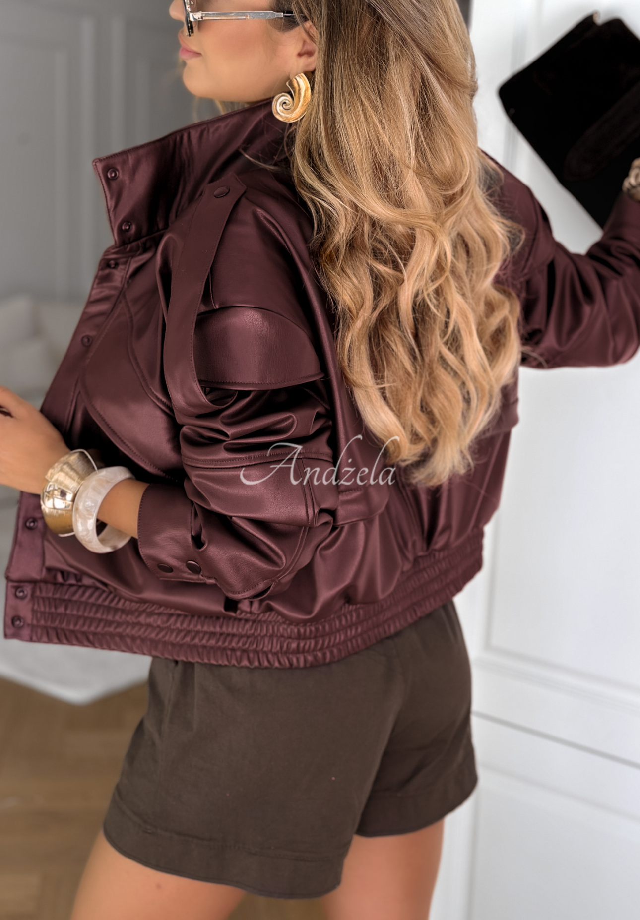 Leder Bomber-Jacke Don&#039;t Make Scenes Burgunderrot