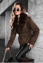 Zamszowa Jacke z futerkiem Black Hills Schokoladenbraun