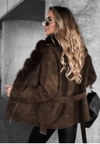 Zamszowa Jacke z futerkiem Black Hills Schokoladenbraun