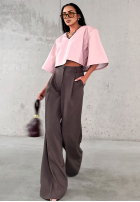 Eleganckie Hose wide leg La Milla Own Rules Schokoladenbraun