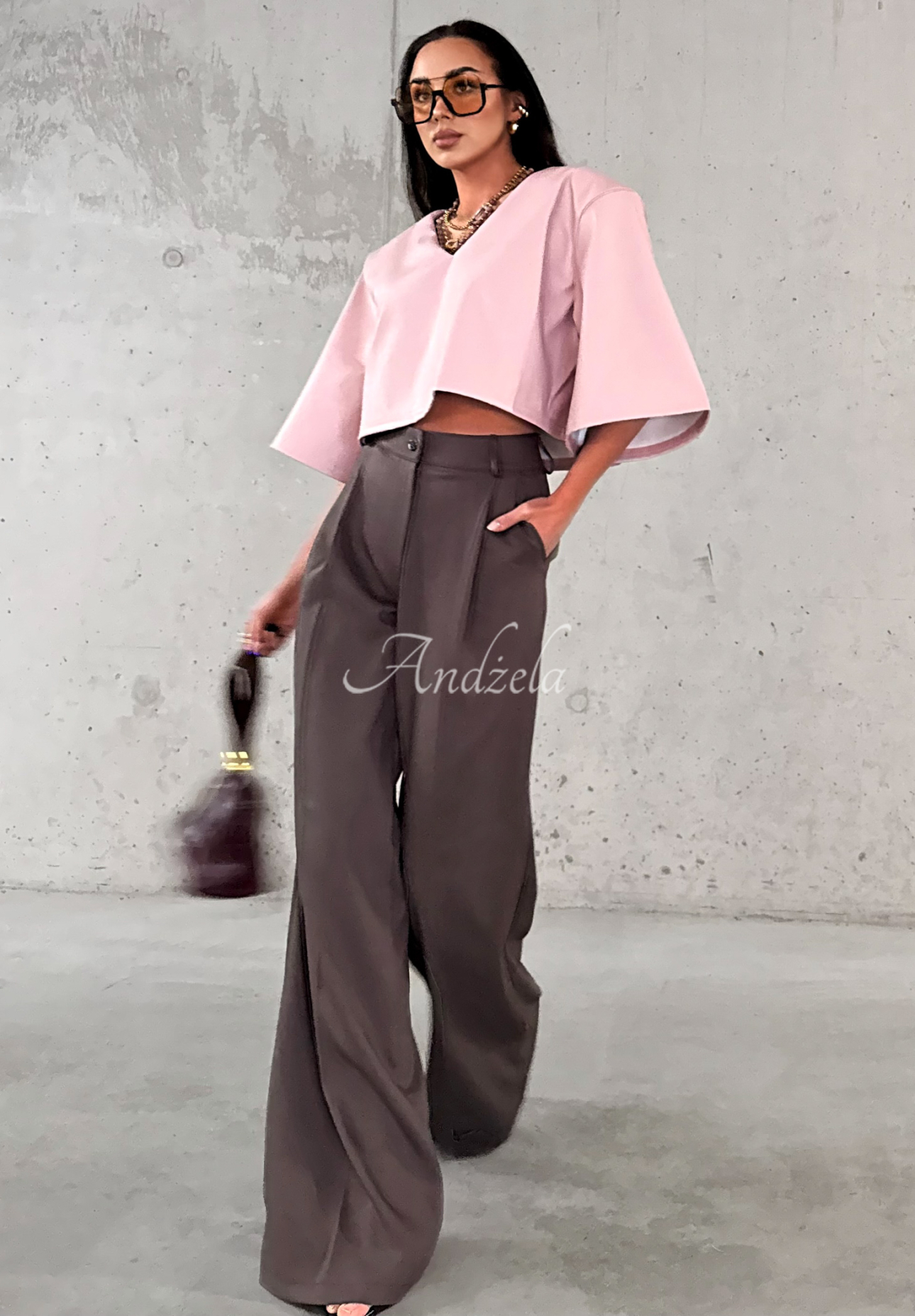 Elegante Viskosehose mit weitem Bein La Milla Coffee First Schokoladenbraun