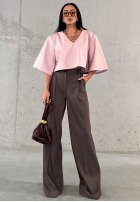 Eleganckie Hose wide leg La Milla Own Rules Schokoladenbraun