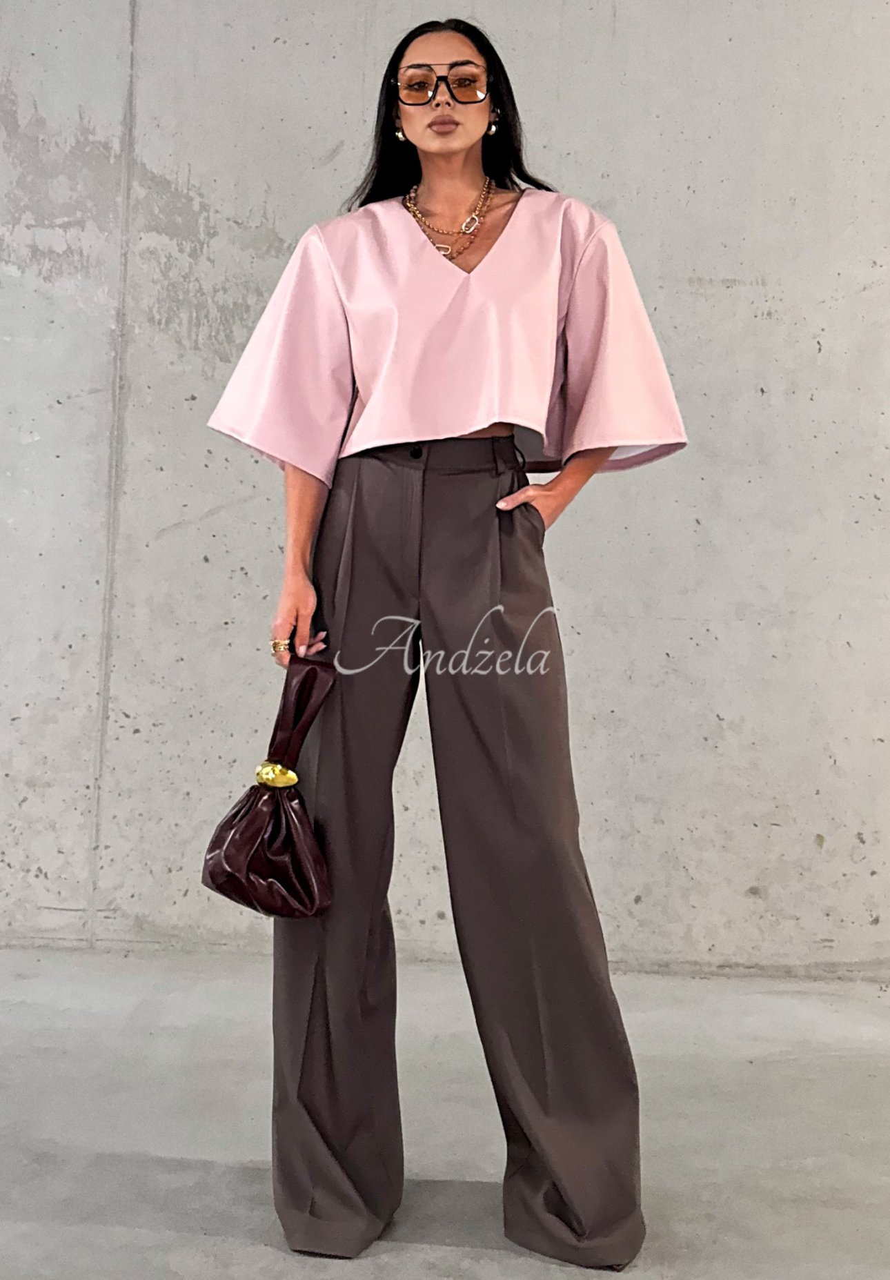 Elegante Viskosehose mit weitem Bein La Milla Coffee First Schokoladenbraun