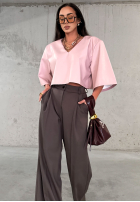 Eleganckie Hose wide leg La Milla Own Rules Schokoladenbraun