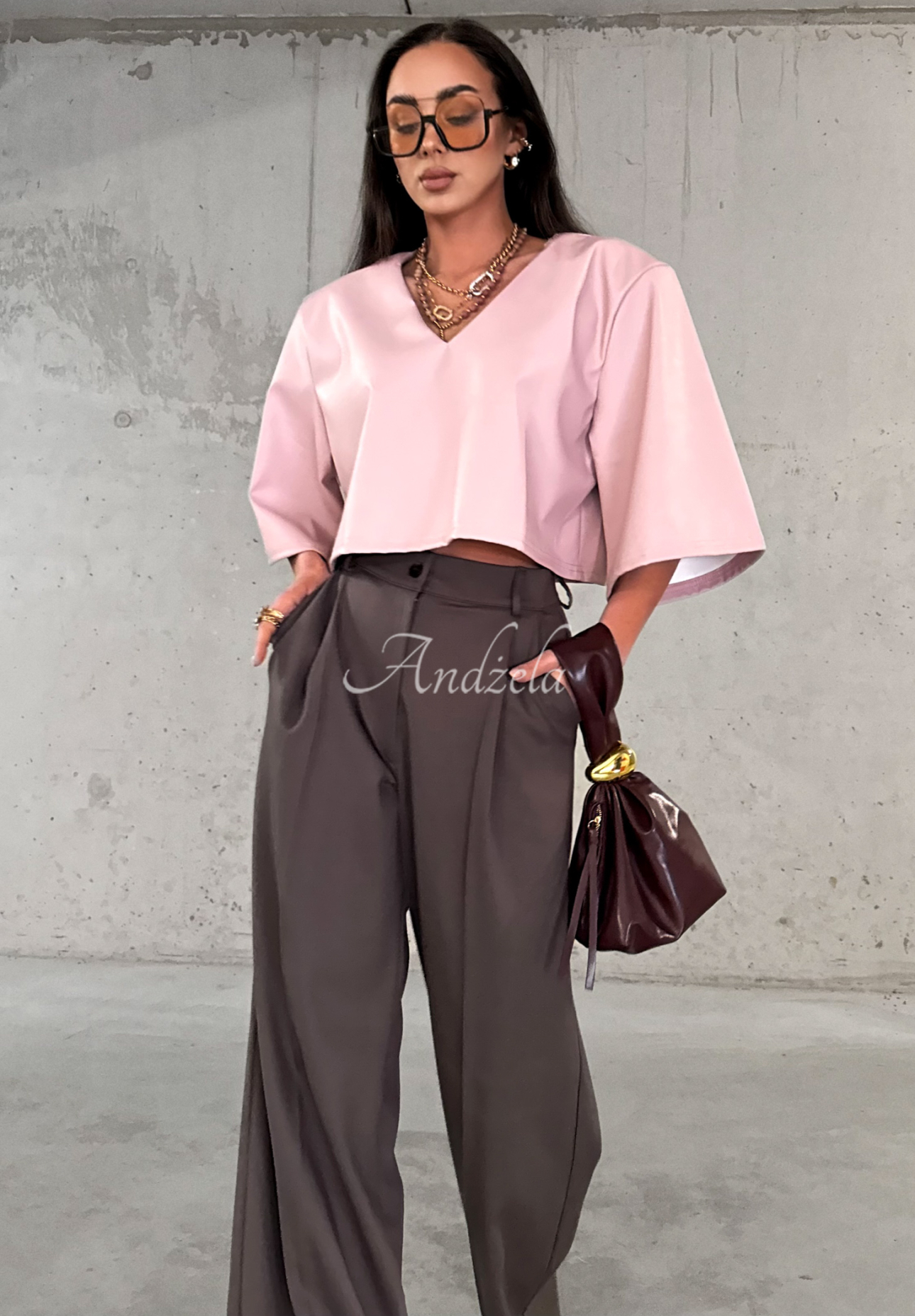 Elegante Viskosehose mit weitem Bein La Milla Coffee First Schokoladenbraun