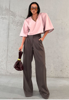 Eleganckie Hose wide leg La Milla Own Rules Schokoladenbraun
