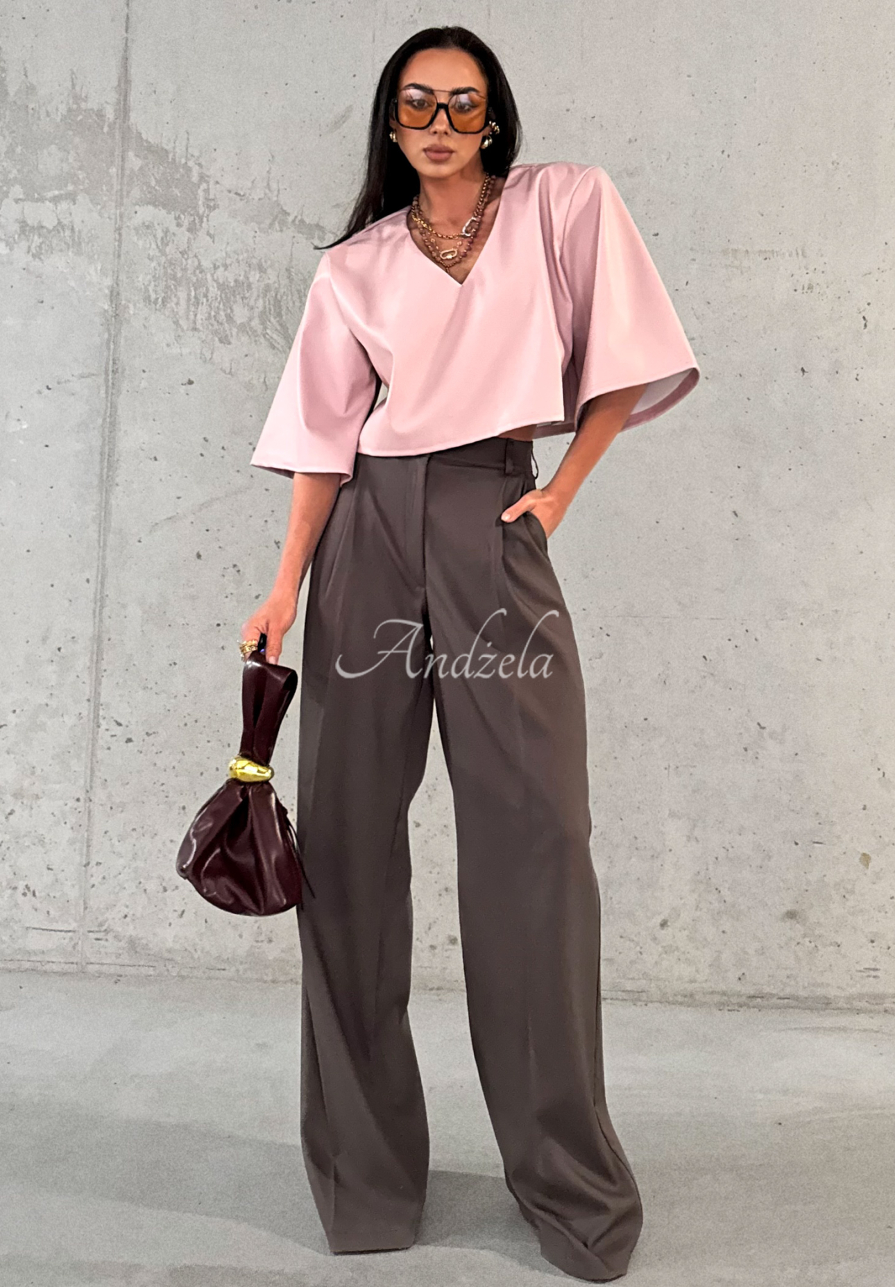 Elegante Viskosehose mit weitem Bein La Milla Coffee First Schokoladenbraun