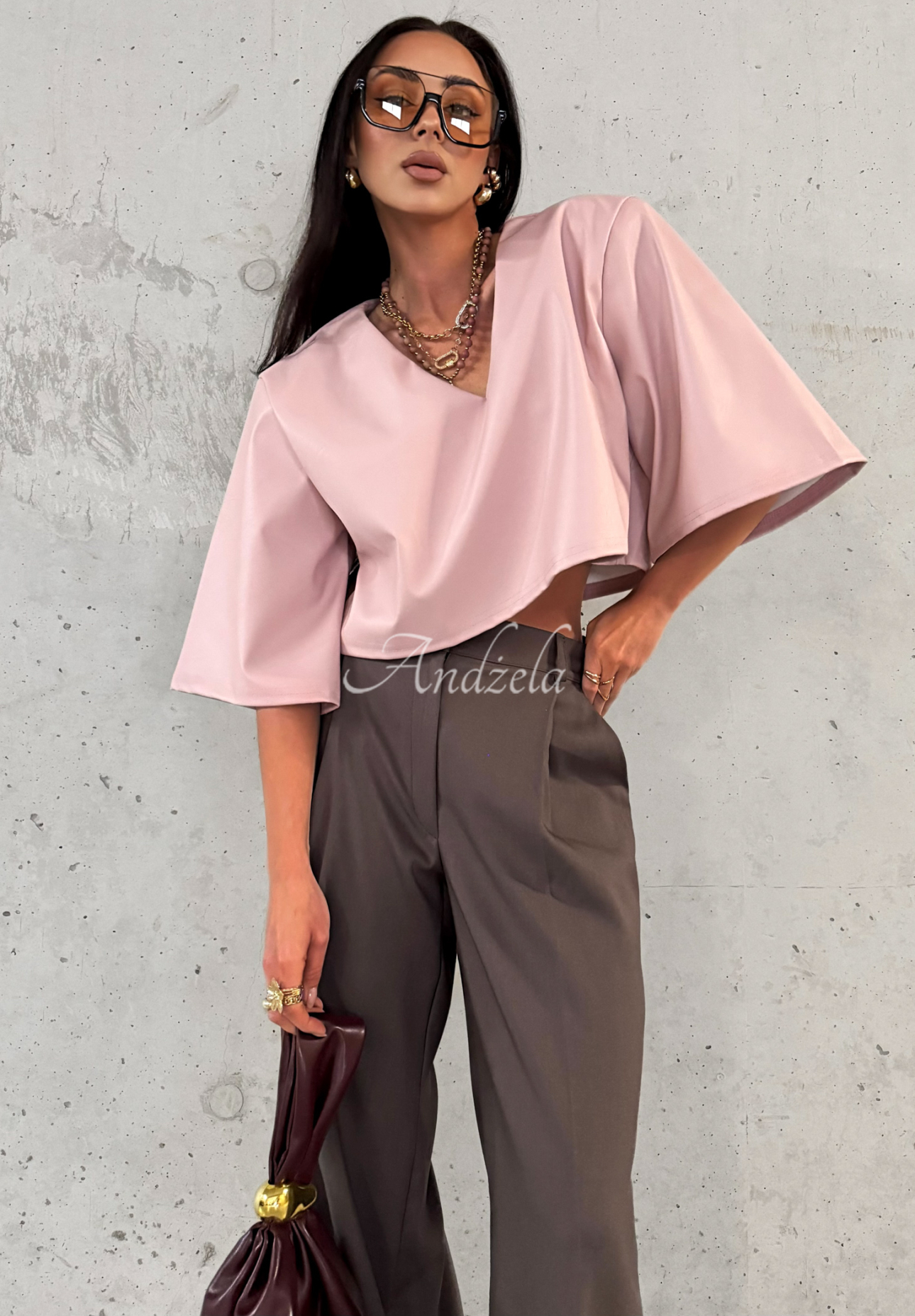 Elegante Viskosehose mit weitem Bein La Milla Coffee First Schokoladenbraun