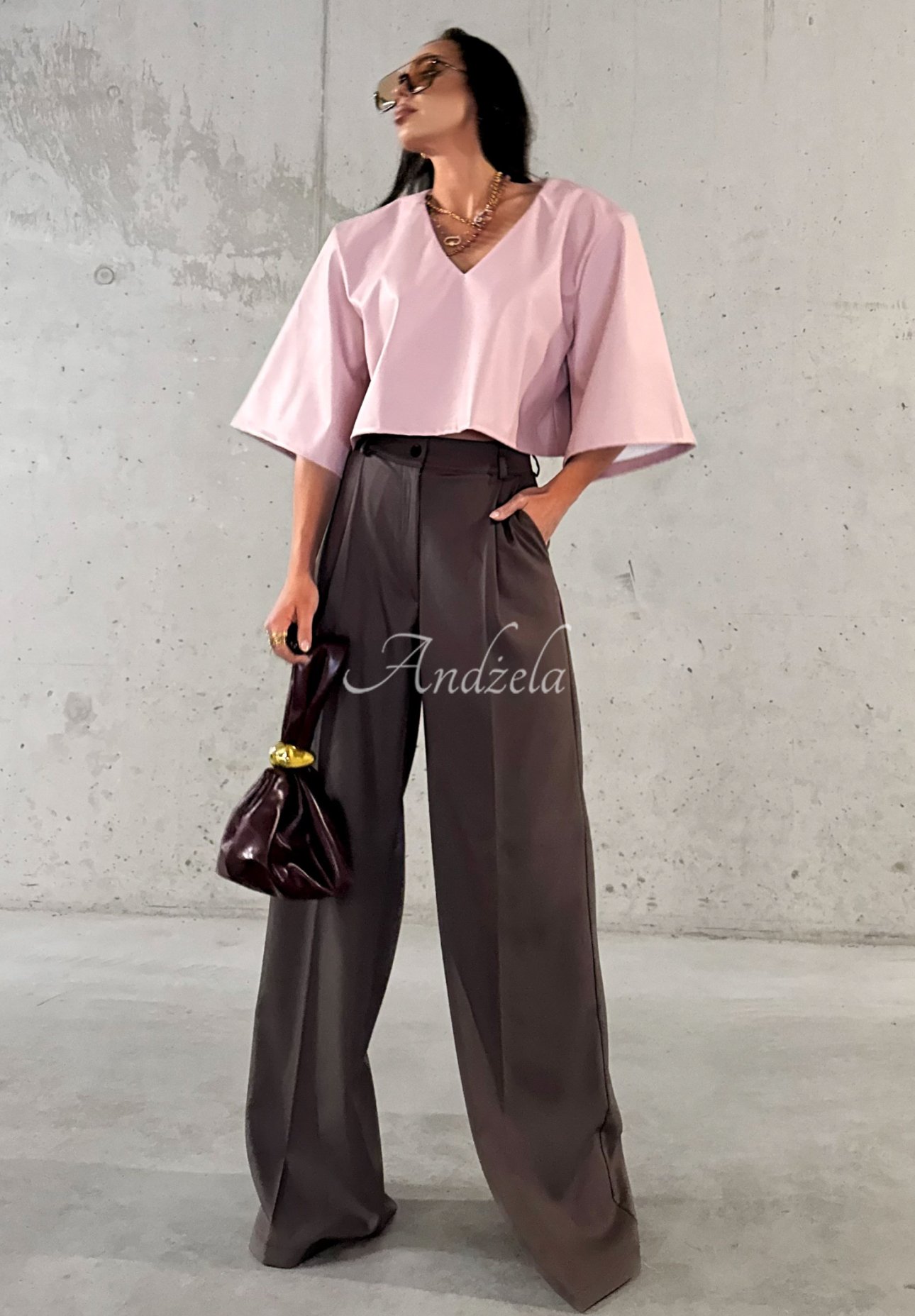 Elegante Viskosehose mit weitem Bein La Milla Coffee First Schokoladenbraun