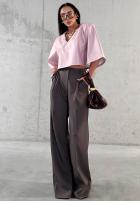 Eleganckie Hose wide leg La Milla Own Rules Schokoladenbraun