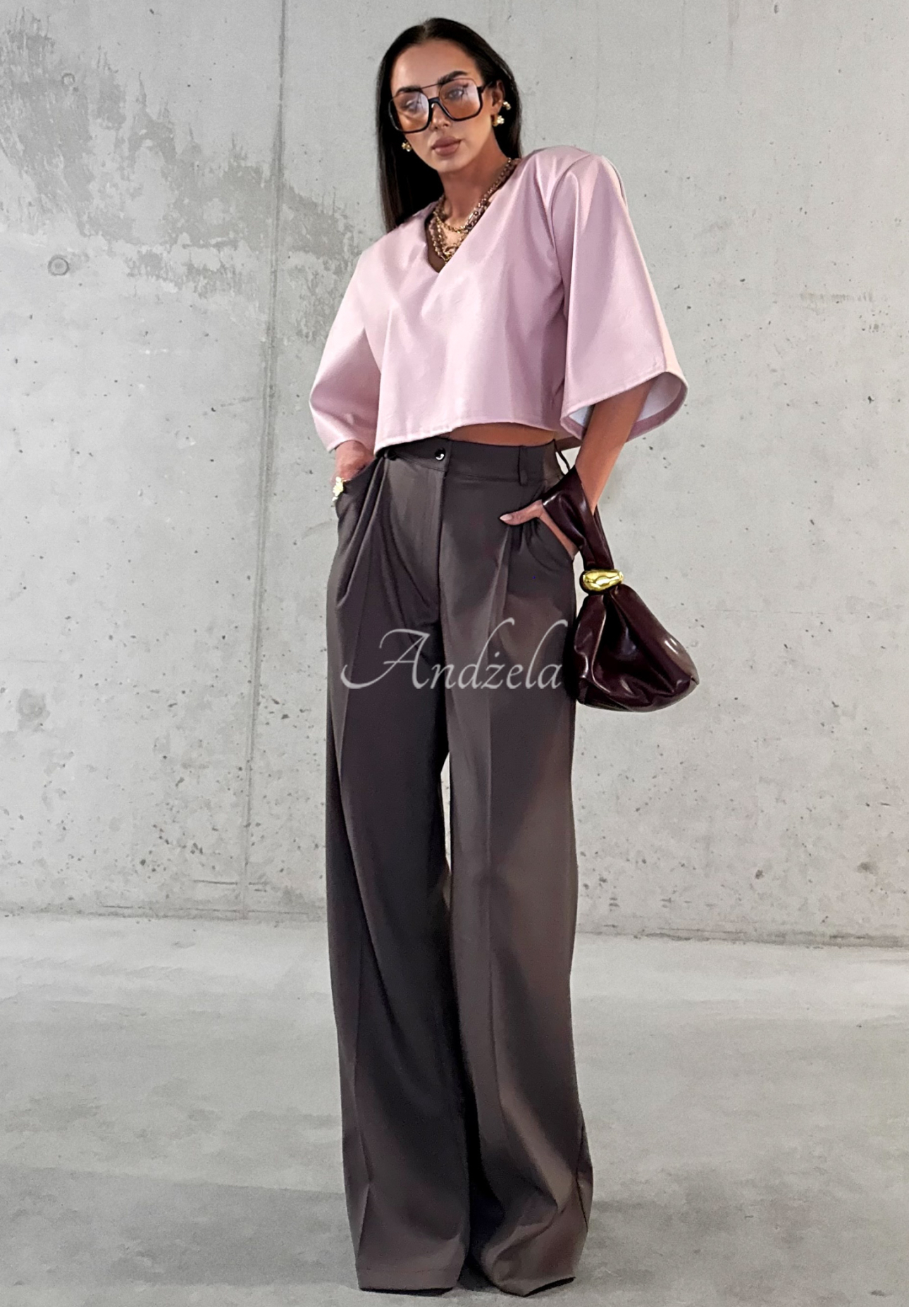 Elegante Viskosehose mit weitem Bein La Milla Coffee First Schokoladenbraun