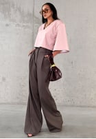 Eleganckie Hose wide leg La Milla Own Rules Schokoladenbraun