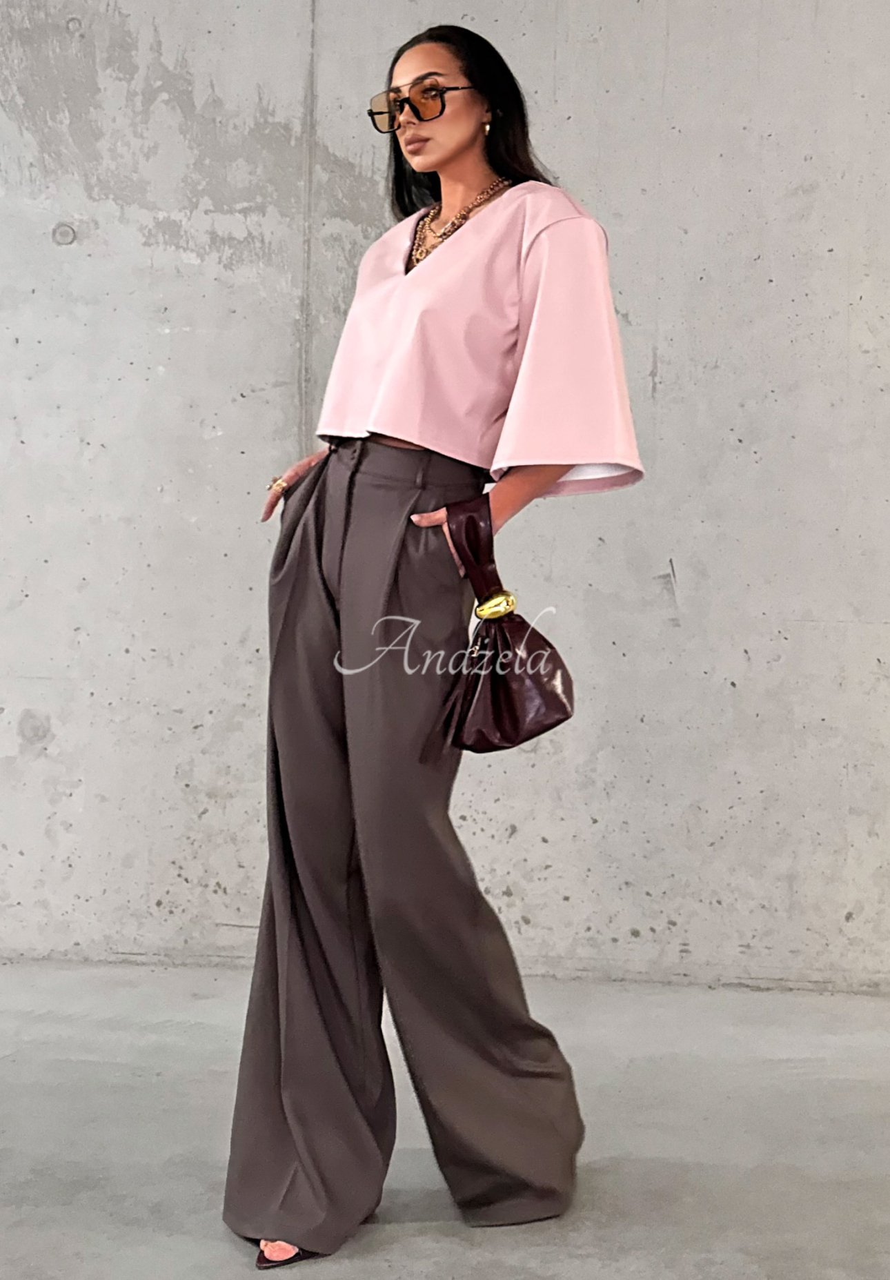 Elegante Viskosehose mit weitem Bein La Milla Coffee First Schokoladenbraun