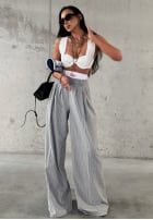 Eleganckie Hose wide leg w paski La Milla Think About Us Grau