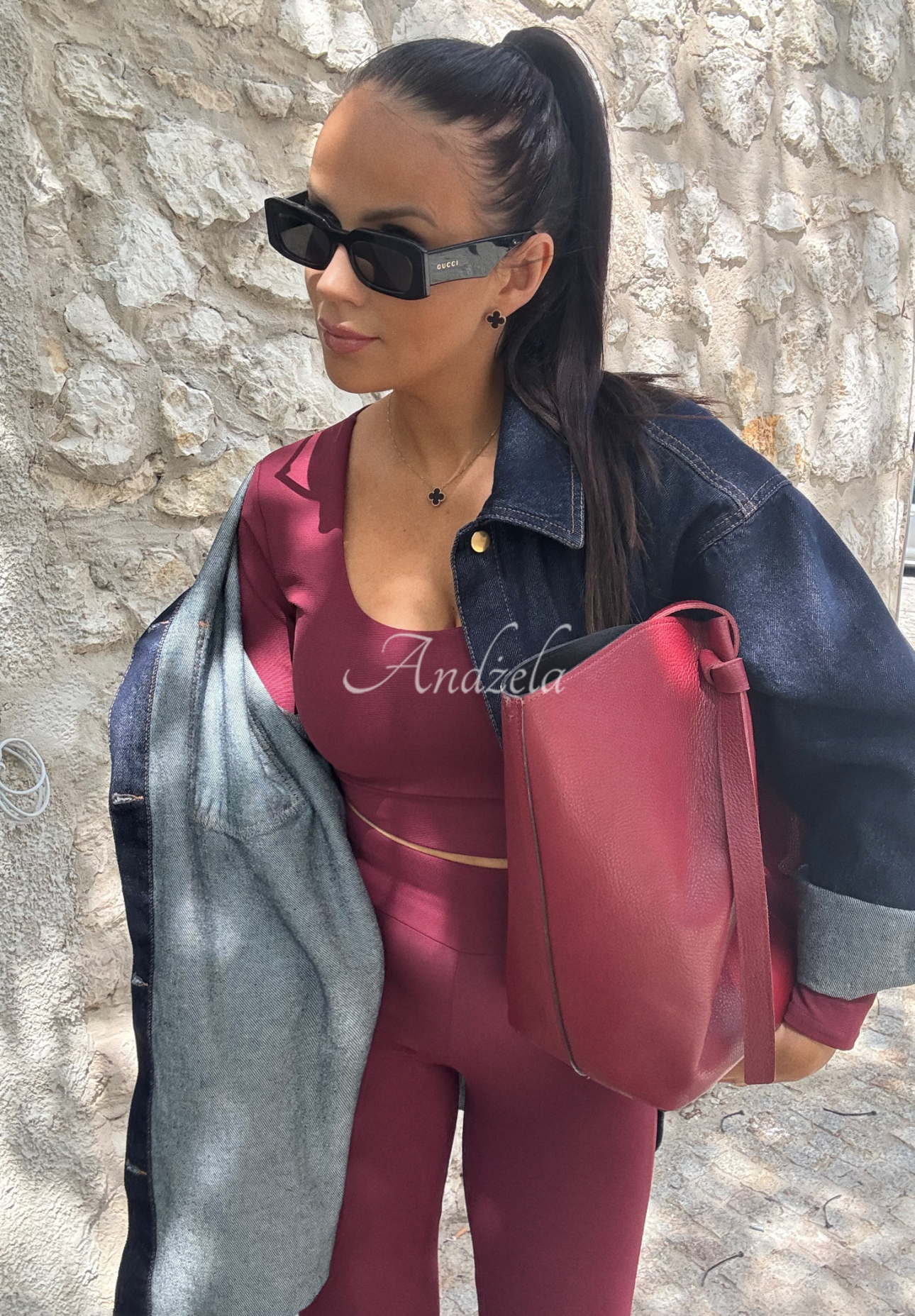 Viskosebluse mit Ausschnitt La Milla Glow Up Burgunderrot