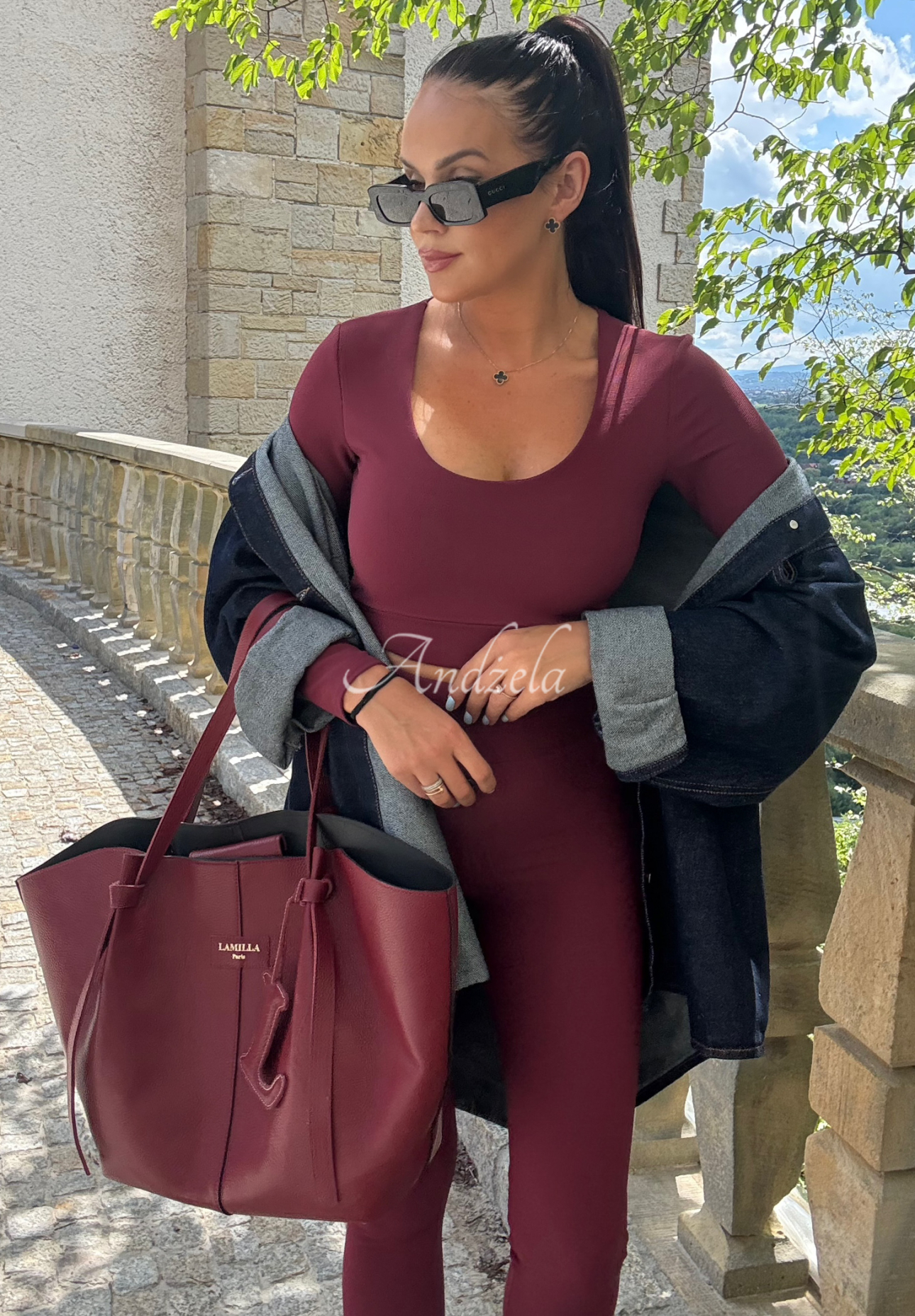 Viskosebluse mit Ausschnitt La Milla Glow Up Burgunderrot