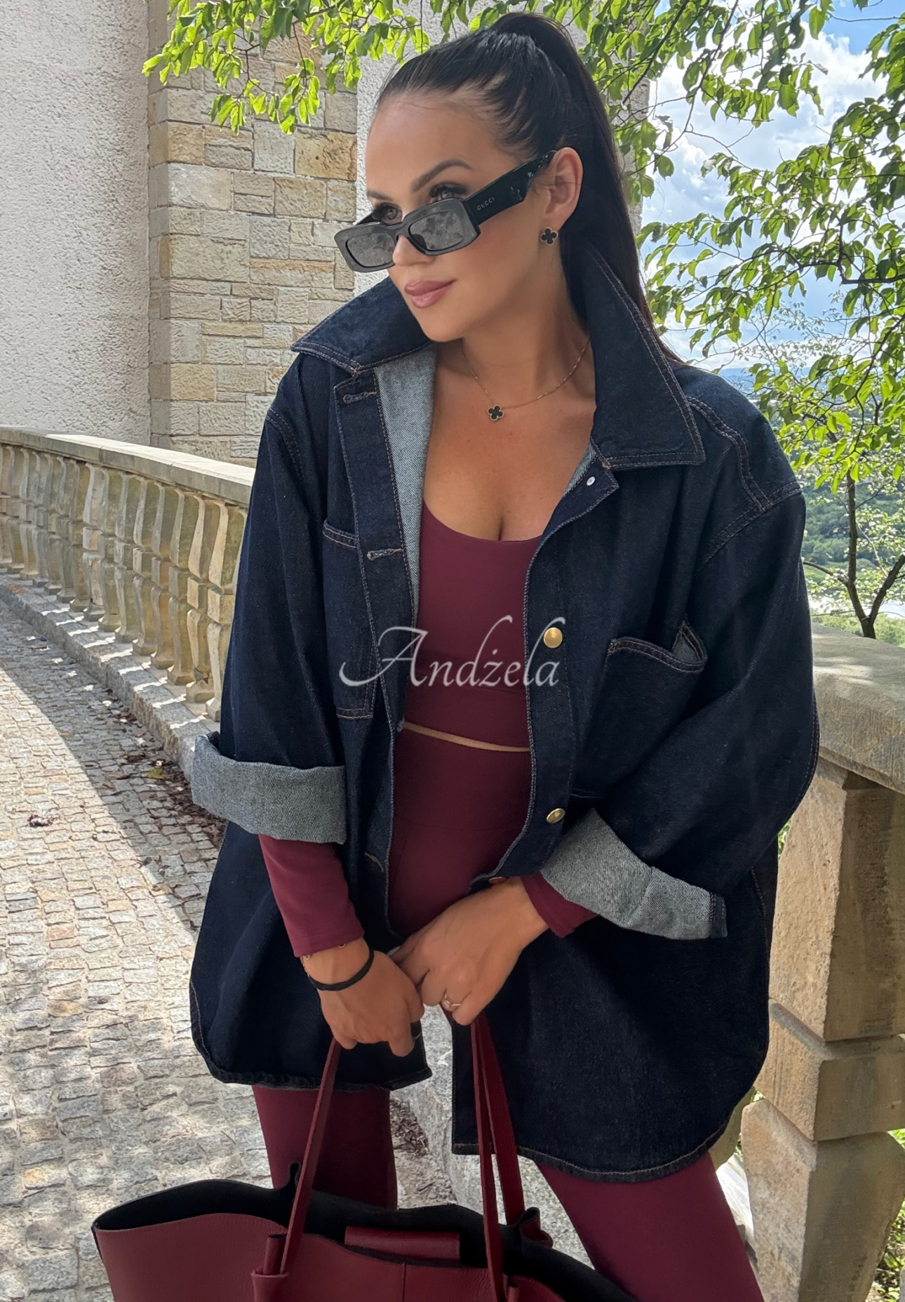 Viskosebluse mit Ausschnitt La Milla Glow Up Burgunderrot