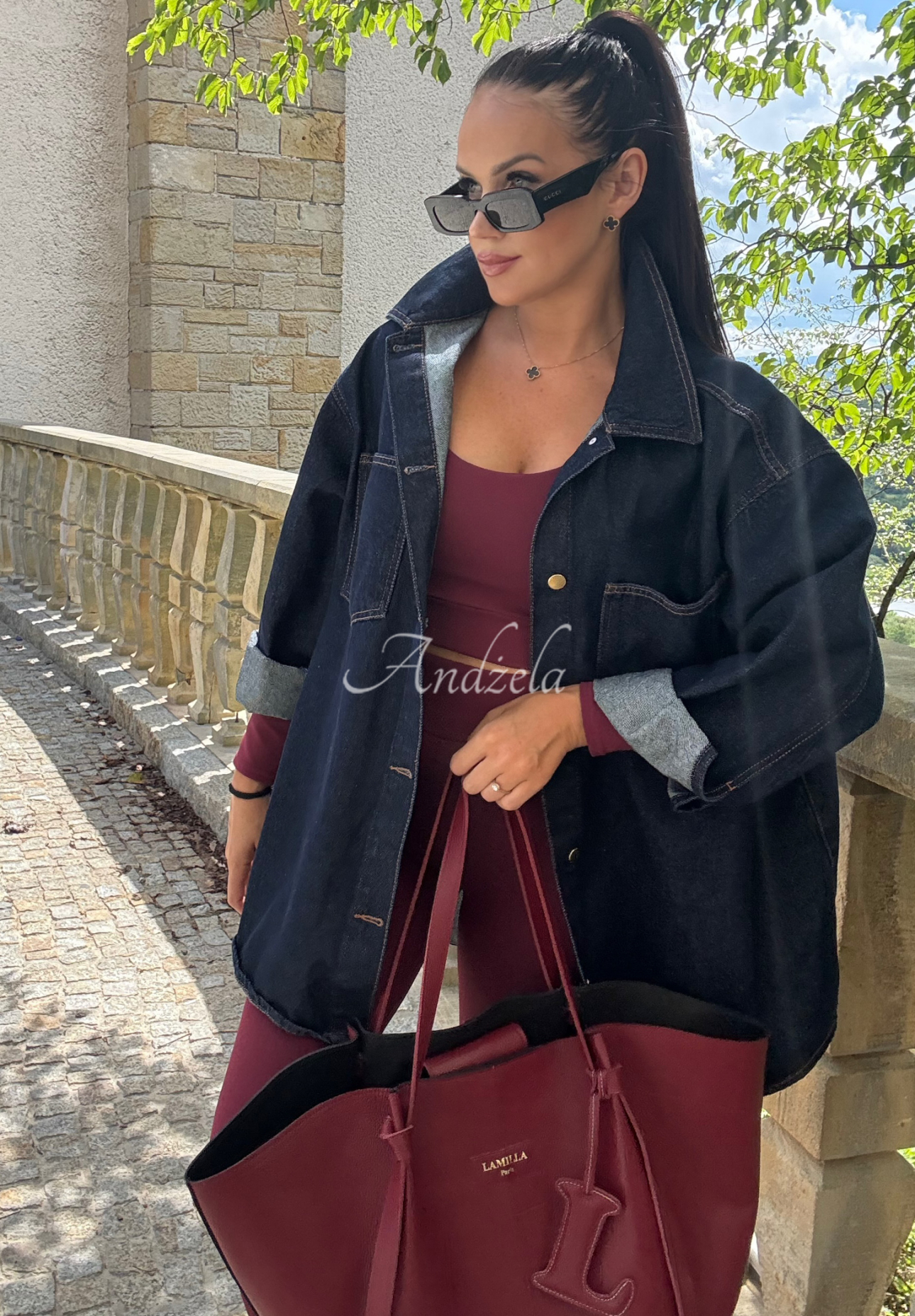Viskosebluse mit Ausschnitt La Milla Glow Up Burgunderrot